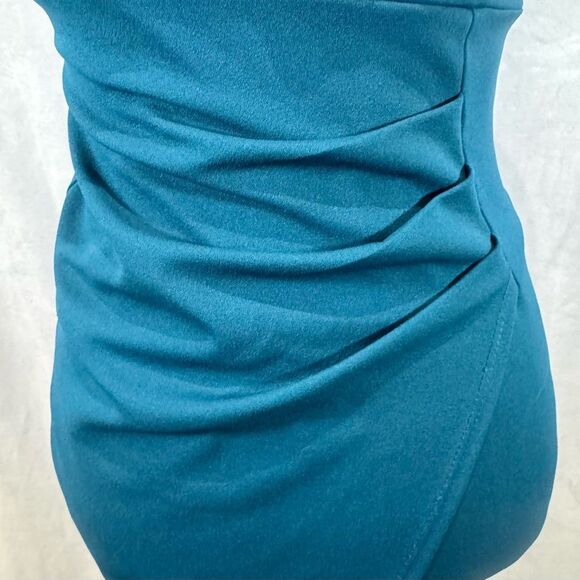 Windsor deep teal green pleated mini bodycon wrap dress size XS - Picture 4 of 8